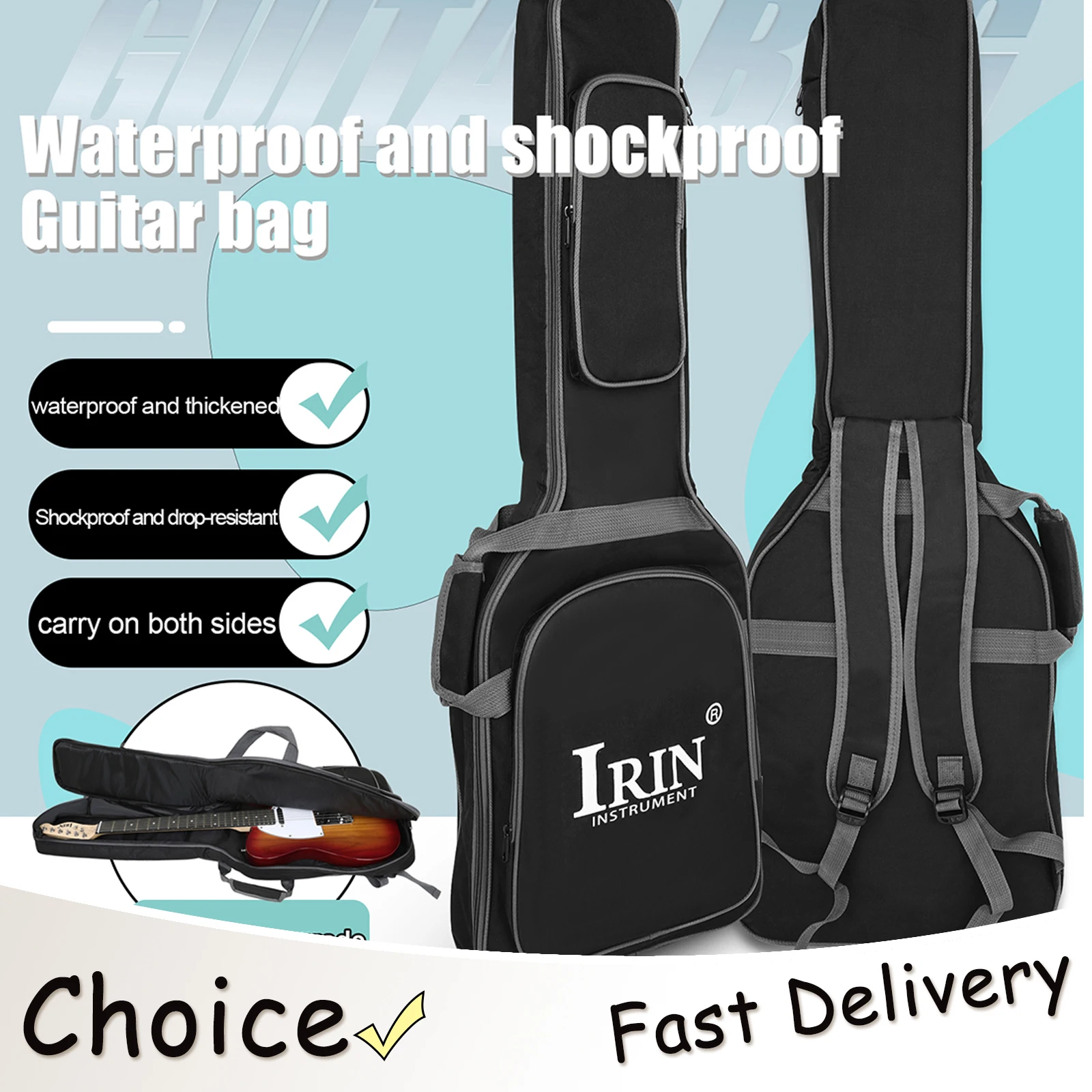 IRIN Electric Guitar Bag 10mm Thickened 33 Oxford Cloth Pearl Cotton Electric Guitar Case Backpack Handle Bag Guitar Accessories