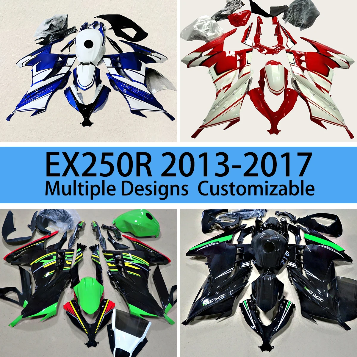 For KAWASAKI NINJA 300 2013 2014 2015 2016 2017 Fairings Motorcycle EX300R Bodywork Fairing Kit ABS Injection Molding