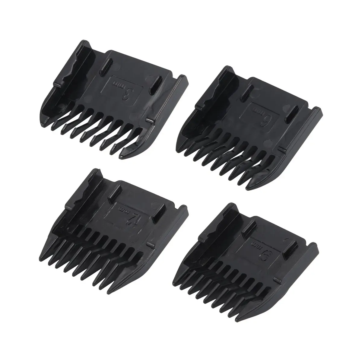 【AA58】 Accessoires pour tondeuse électrique, 4 peignes de guidage pour tondeuse, pièces de rechange pour barbier (3mm, 6mm, 9mm, 12mm)