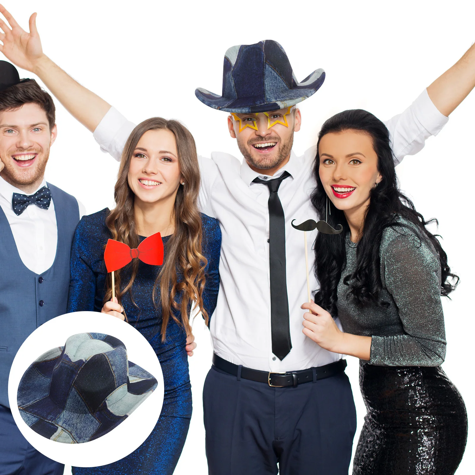 

Patchwork Western Cowboy Hat 56-58cm for Costume Parties and Daily Wear Western Cowgirl Hat Wide Brim Cowboy Costume