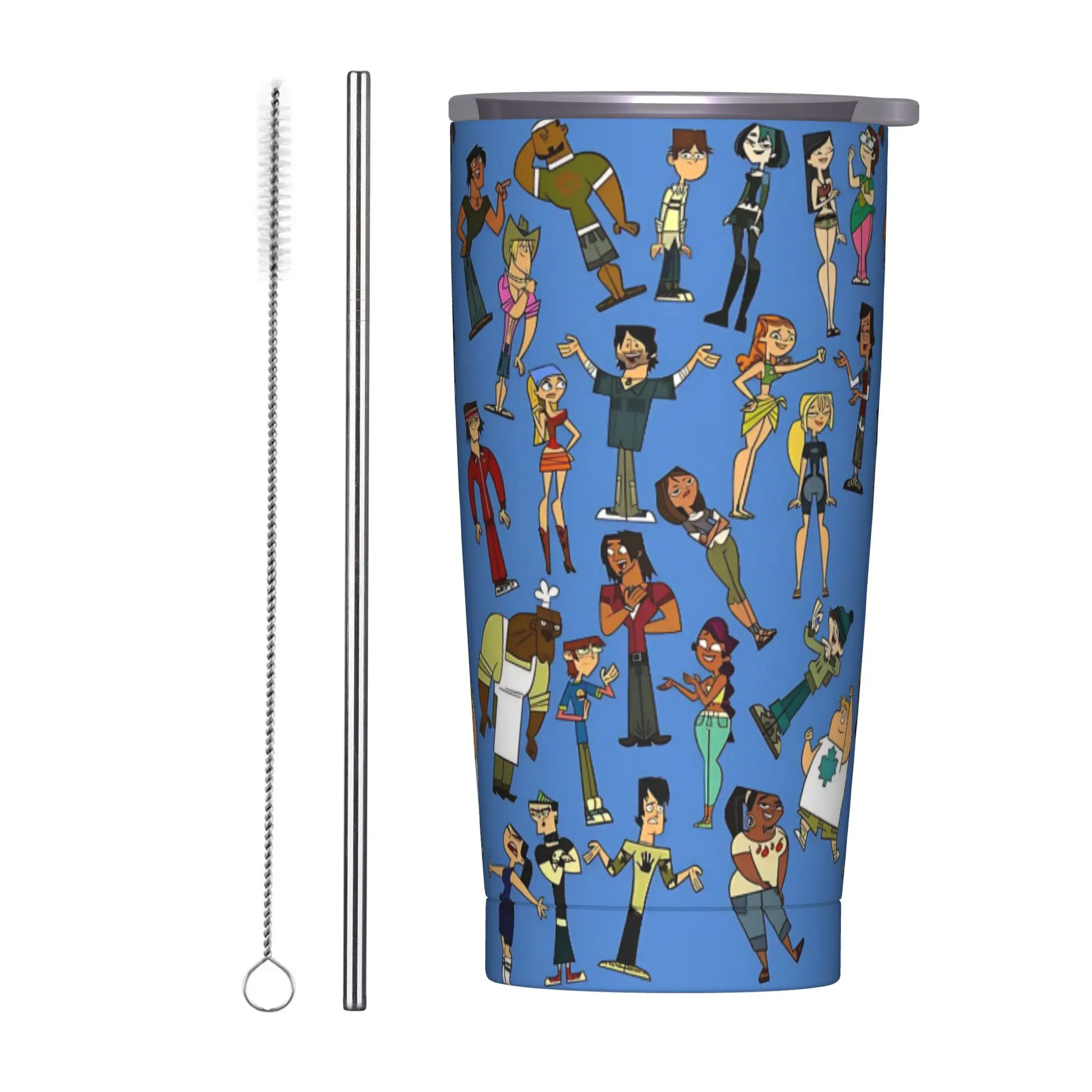 Totals Dramas Cartoon Insulated Tumbler with Lid  Vacuum Thermal Mug Outdoor Travel Car Bottle Cup, 20oz