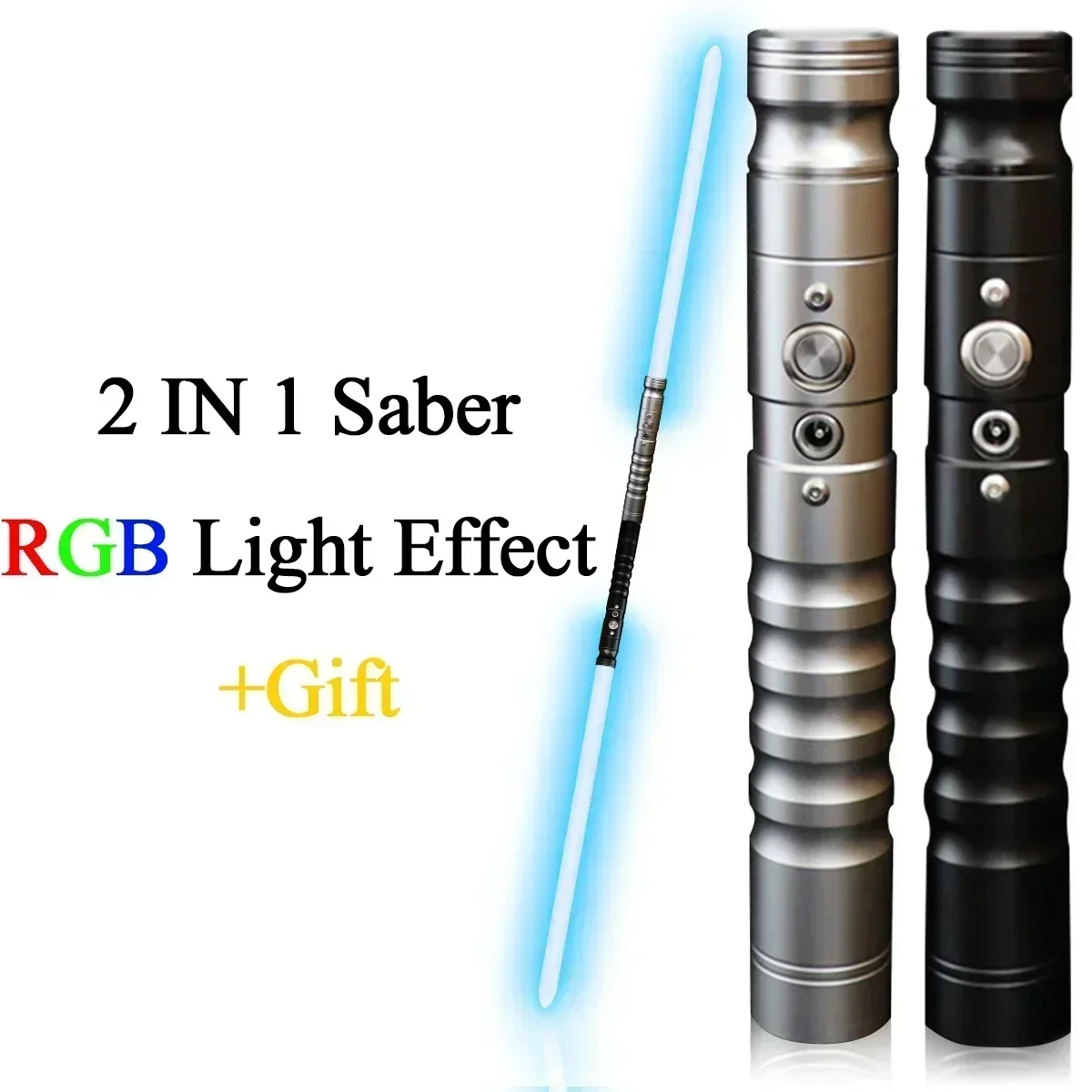 

H Double-edged Laser Sword RGB 7 Colors Change LED Lightsaber Two In One Switchable Sound Full Metal Handle Force FX Blaster Toy