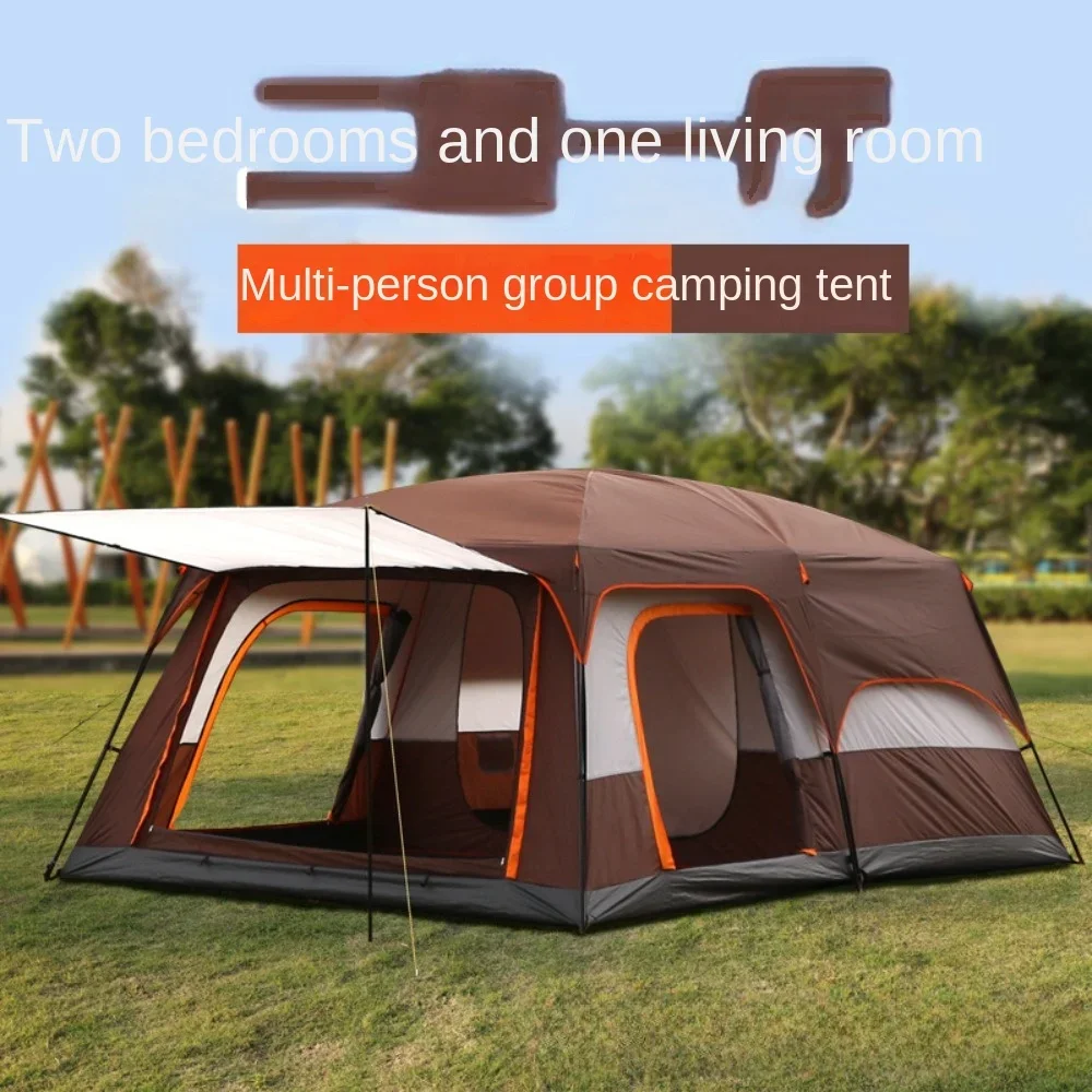 

Tent for outdoor 5-8 people, 2 bedrooms, 1 living room, double deck, multi person camping, thickened rainproof group, 10-12 pers