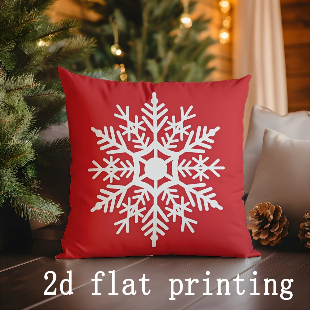 Home Decor Christmas Snowflake & Tree Pillow Covers Pattern Cushion Cover Suitable for Sofa Bedroom Car Pillow Cover