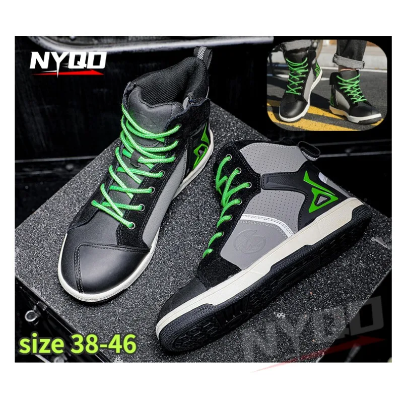 Motorcycle Boots Casual Shoes Ultrafine Fiber Leather Motorcycle Cross-country Riding Boots Motorcycle Riding Shoes Four Seasons