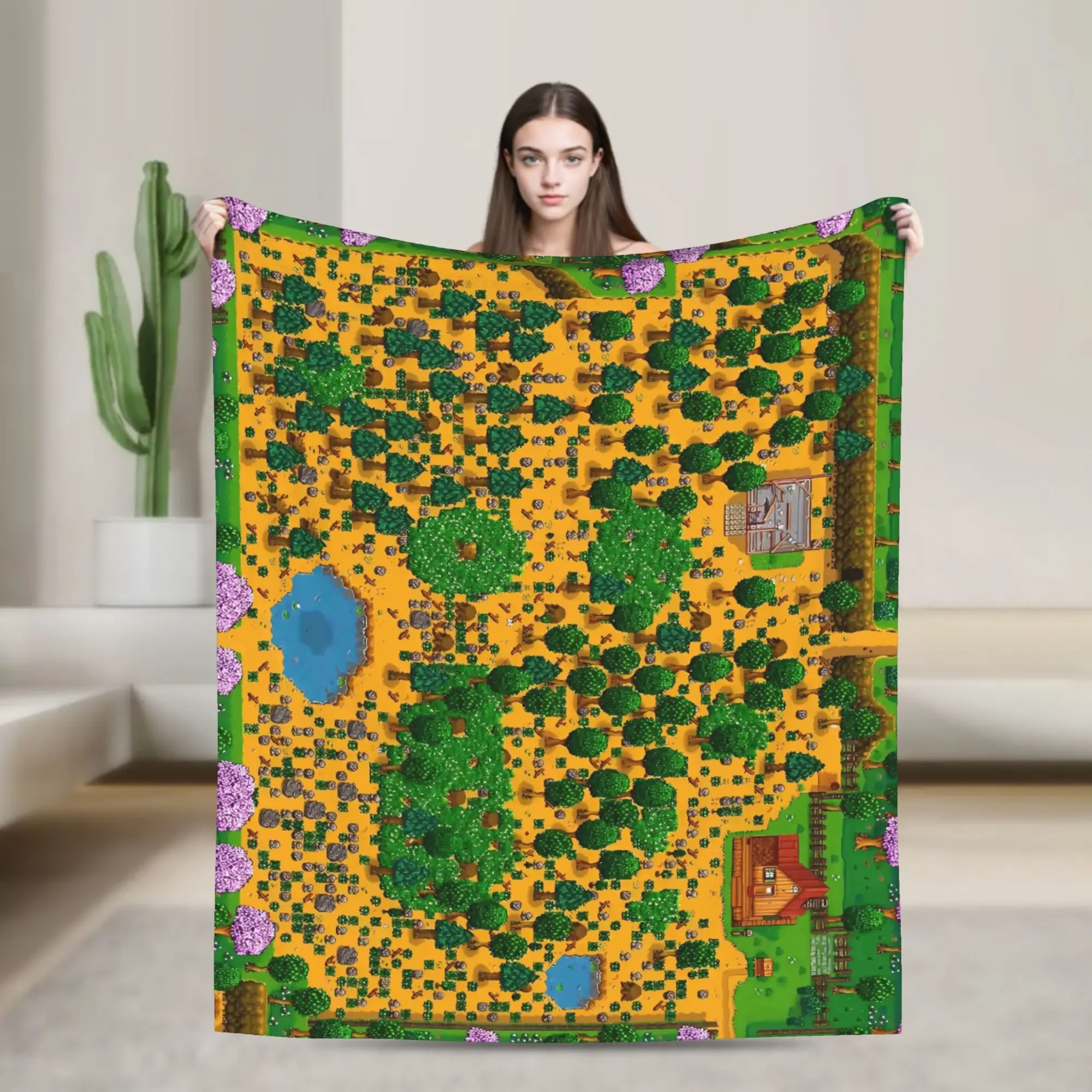 بطانية رمي من الفلانيل من Stardew Valley، نمط مزرعة ناعم ومتين لغرفة المعيشة، غطاء أريكة مفرش سرير للسفر #1