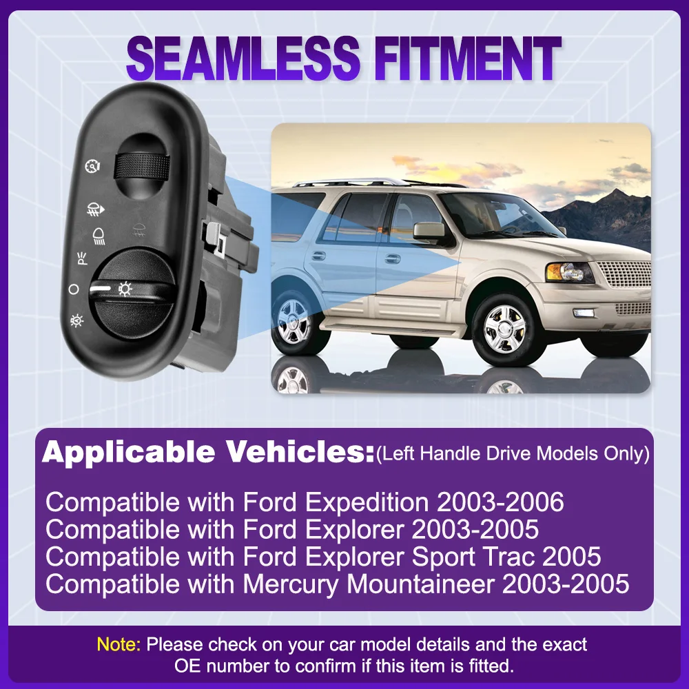 

Car Fog Lamp Headlight Control Switch with AUTO for Ford Explorer Expedition 2003-2005 Mercury Mountaineer 2004–2005