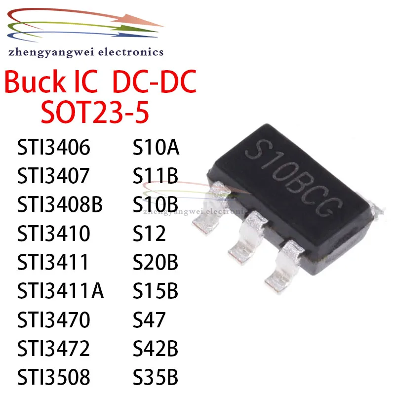 20 sztuk STI3406 S10A STI3407 S11B STI3408B S10B STI3410 S12 STI3470 S47 STI3472 S42B STI3508 S35B STI3411A STI3411 buck IC SOT23-5