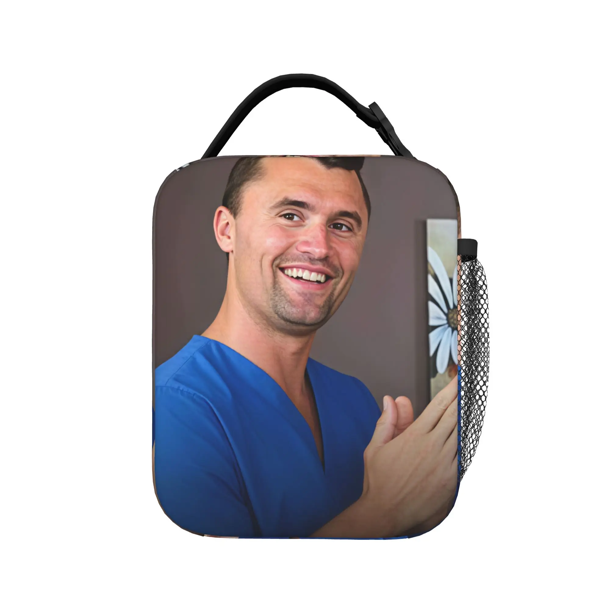 Lustige Charlie Kirk Lunch-Tasche für Männer, Grafische Lunch-Box, Vintage Outdoor Picknick-Kühltasche, Tragbare Oxford Thermo-Lunch-Taschen