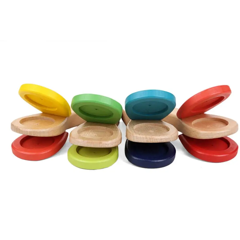 

Wooden Castanet Clapper Baby Education Toy Children Percussion Instrument Musical Toy Finger Castanet R om Color Lightweight