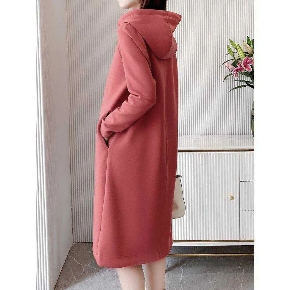 Women\'s Loose Casual Long Sleeve Hooded Dress Elegant Winter Party Warm Dresses For Women