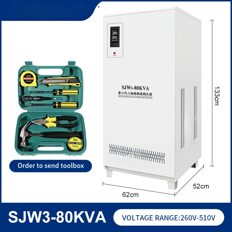 SJW3-80KVA High power regulated power supply SVC 380v LCD Display three phase automatic Ac voltage regulators/stabilizers