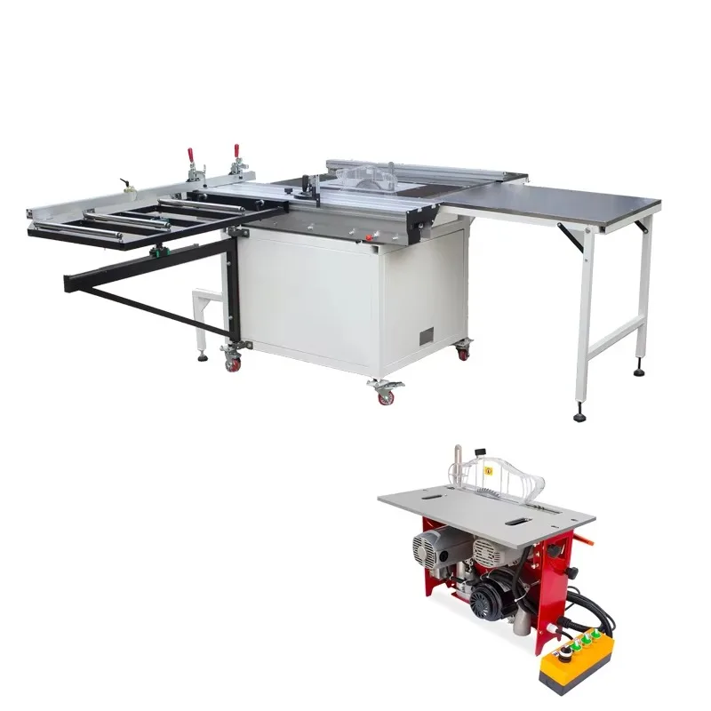 

【Factory Price】MJ23B Woodworking Sliding Table Saw Stainless Steel Saw Table with Electric Lifting Dust-free Double Saw Machine