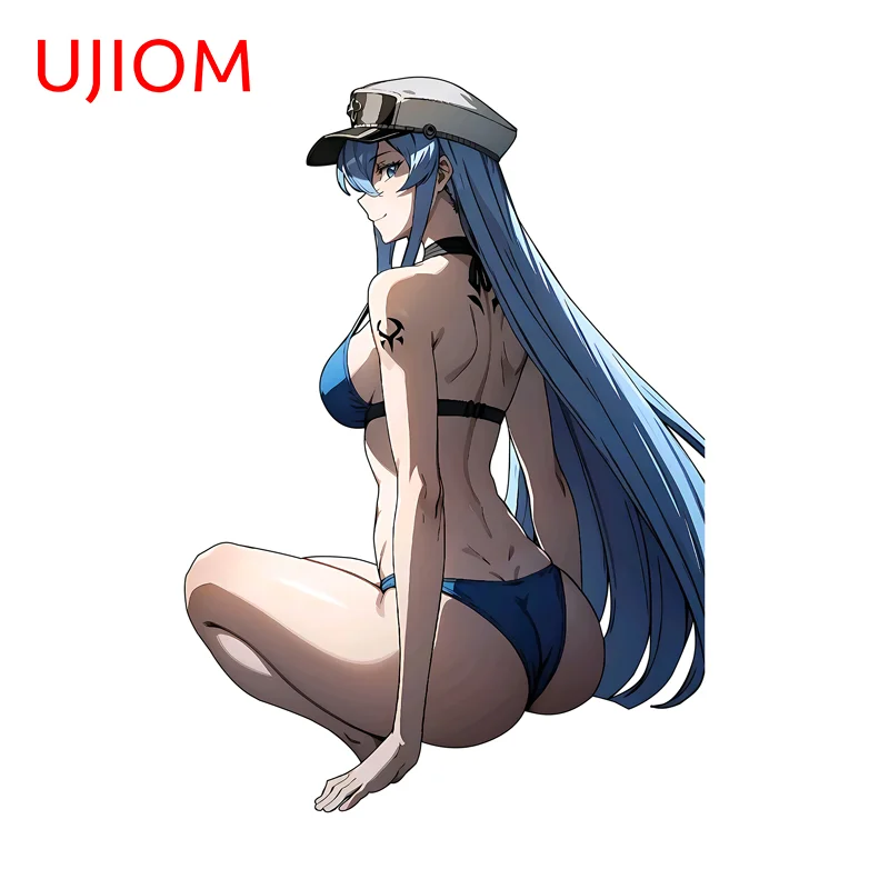 UJIOM Seductive Big Breasts Bikini Esdeath Wall Sticker Trendy Attractive Creative Decal Suitable For Cupboard Bathroom Decor