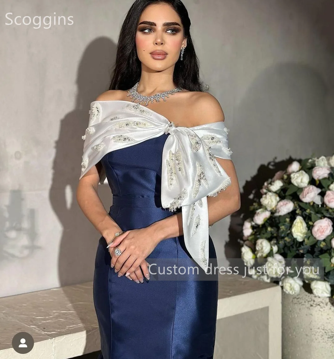 Scoggs-vestido De noche largo hasta el suelo, traje De sirena con hombros descubiertos y abalorios, para ocasiones formales