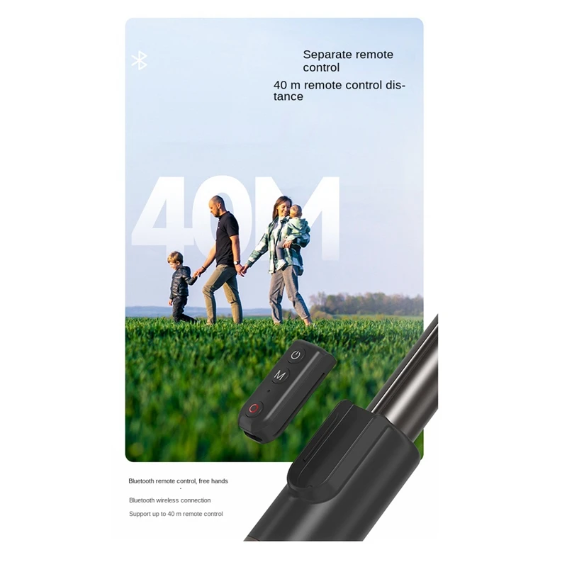 TELESIN Selfie Stick Tripod With Wireless Bluetooth Remote Control 1.3M For Insta 360 Gopro11/10/9 Action Camera