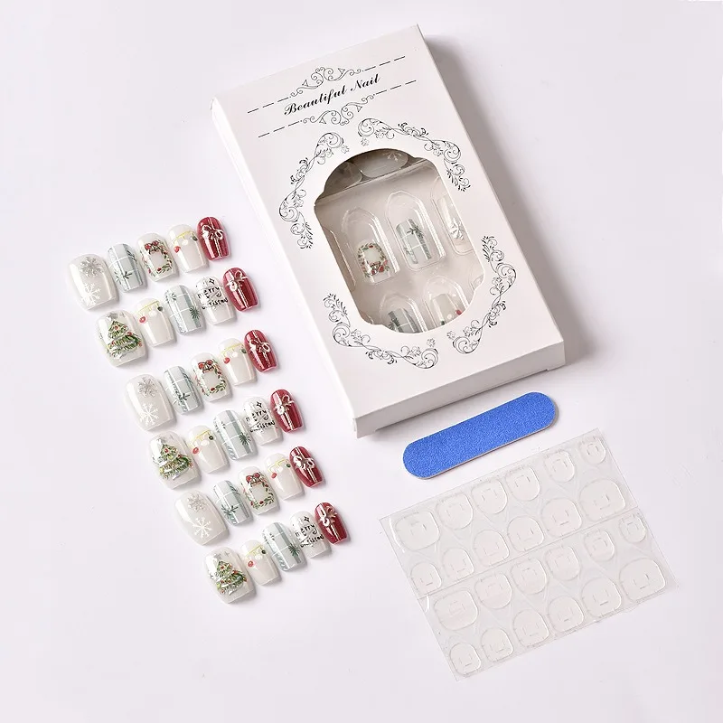 10 pezzi di unghie a pressione fatte a mano a tema natalizio in stile europeo placcato in oro Occhio di gatto 3D Argento Fiocco di neve Unghie per albero di Natale