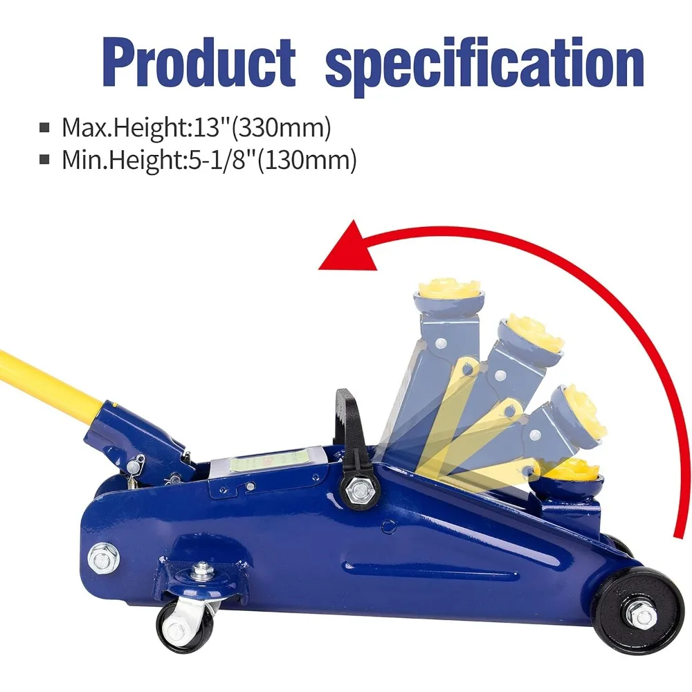 رافعة أرضية هيدروليكية منخفضة المستوى 2 طن لسيارات السيدان وسيارات الدفع الرباعي، مقبس خدمة عربة عالي التحمل باللون الأزرق #3