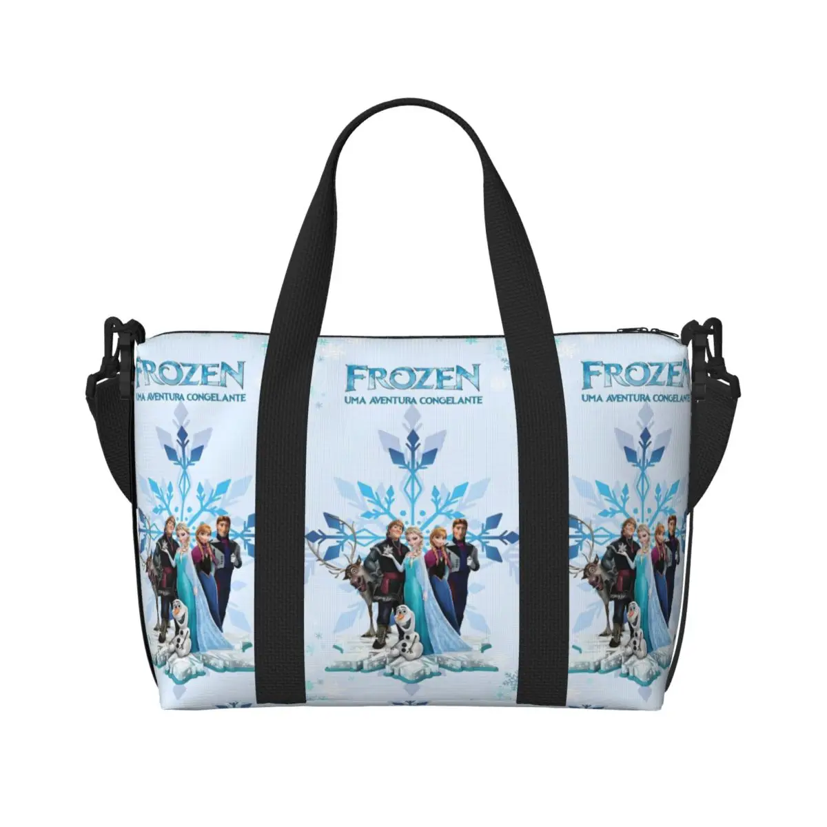 

Custom Large Frozen Anime Tote Bag for Women Cartoon Movie Kawaii Princess Shopping Shoulder Gym Beach Travel Bag