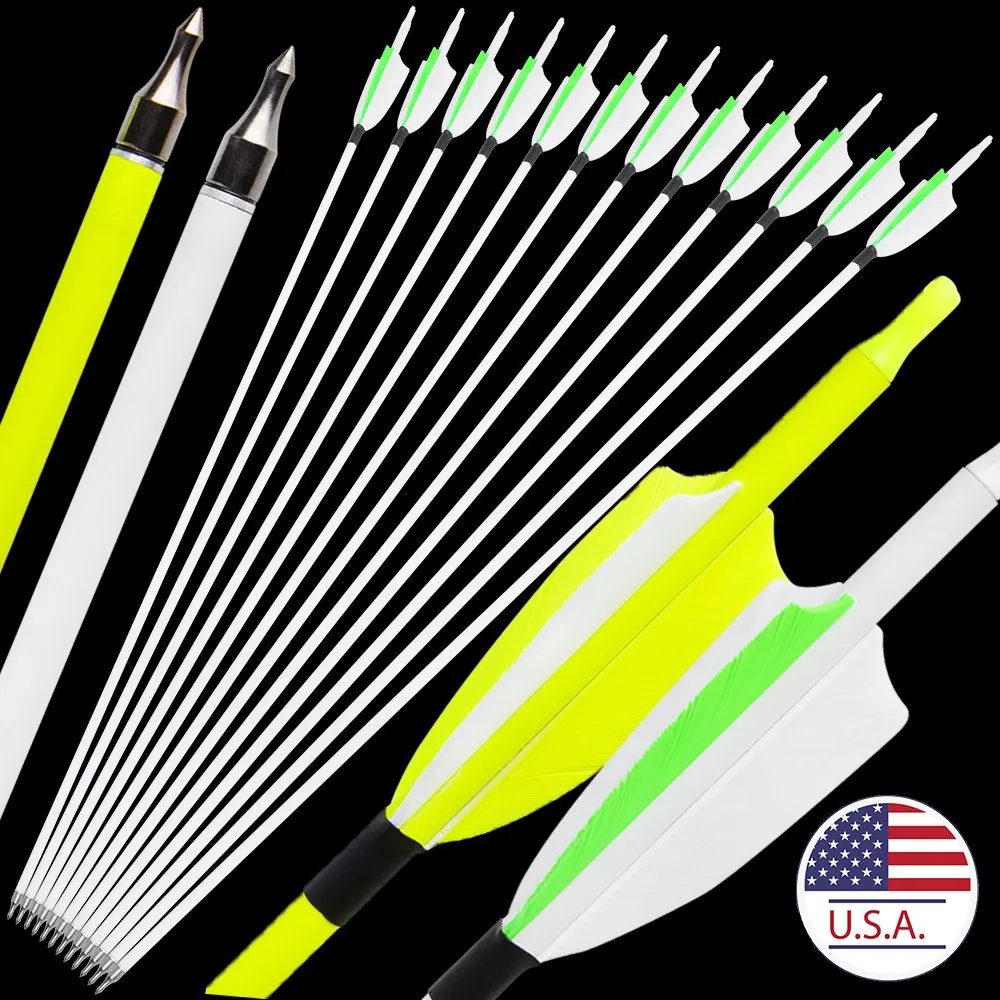 

12pcs 31.5" Mixed Carbon Arrow SP500 3inch Turkey Feather Archery Recurve Compound Bow Hunting Shooting Target Carbon Arrows