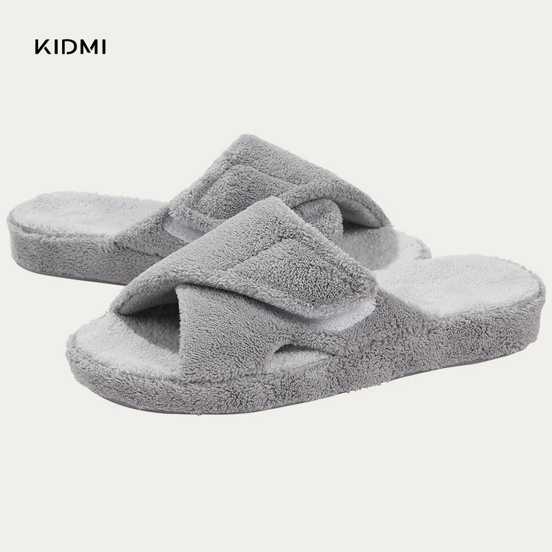 Kidmi-Zapatillas planas de verano para mujer, zapatos de Casa cómodos y suaves para interiores y exteriores, con soporte de arco y Punta abierta, a la moda