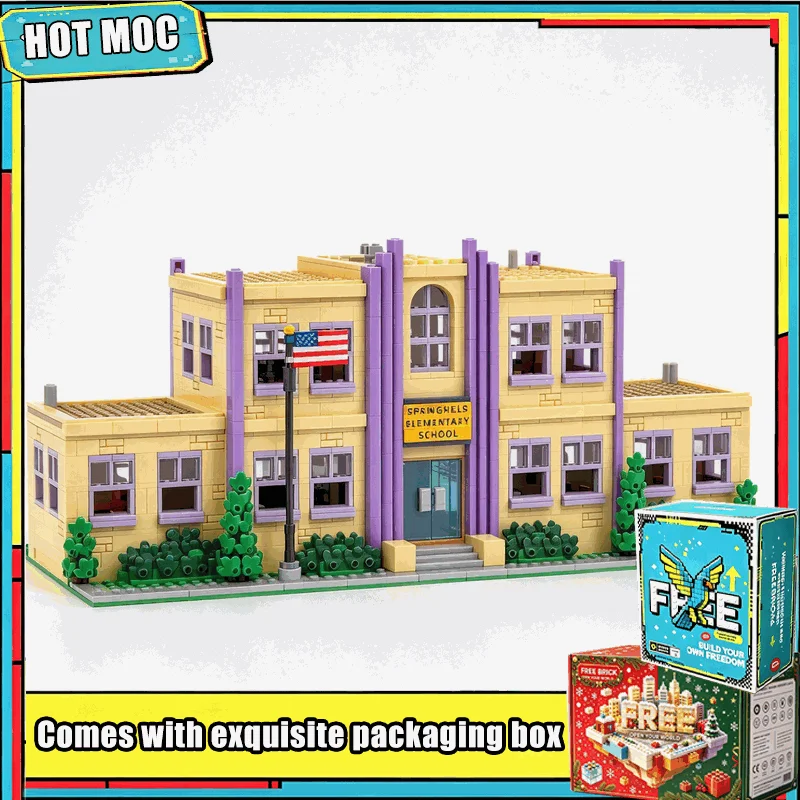 2733PCS Modular Classic Elementary School House Model MOC Building Blocks Custom Puzzle Architecture DIY Educational Toy Gifts