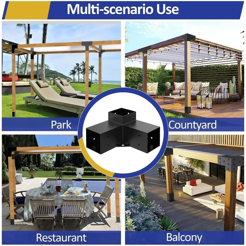 

Pergola Kit with 3-Way Brackets Pergola Brackets Includes Screws Gazebo Brackets Kit for Gazebos Patio Pergolas Log Cabin