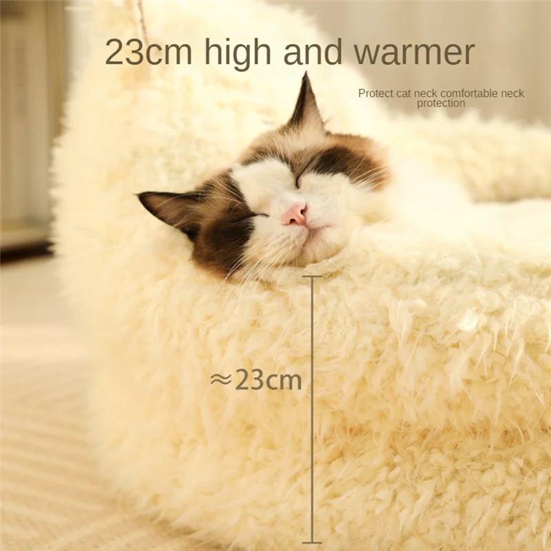 

Plush Round Pet Bed Cat Beds For Indoor Cats Cozy Cartoon Alpaca Shape Dog Beds For Cats Or Small Dogs, Nest M+A Easy To Use