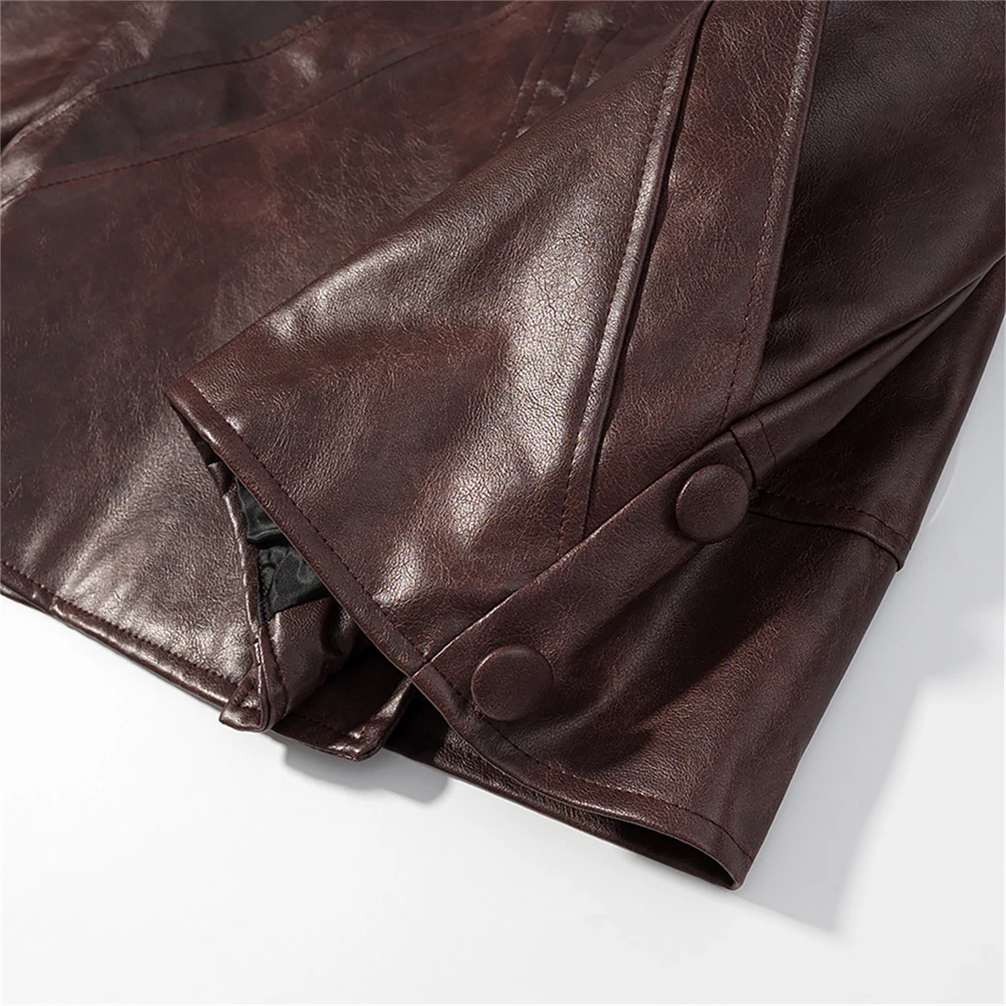 Women's Retro Brown Leather Jacket Loose Fit Single-Breasted Lapel Casual Street Style Three-Button Fall 2025