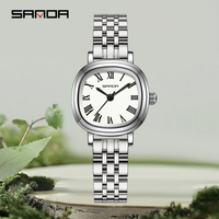 SANDA 1137 Women Quartz Watch Fashion Elegant Rose Gold Simple Roman Analog Display Stainless Steel Strap Wristwatch for Ladies