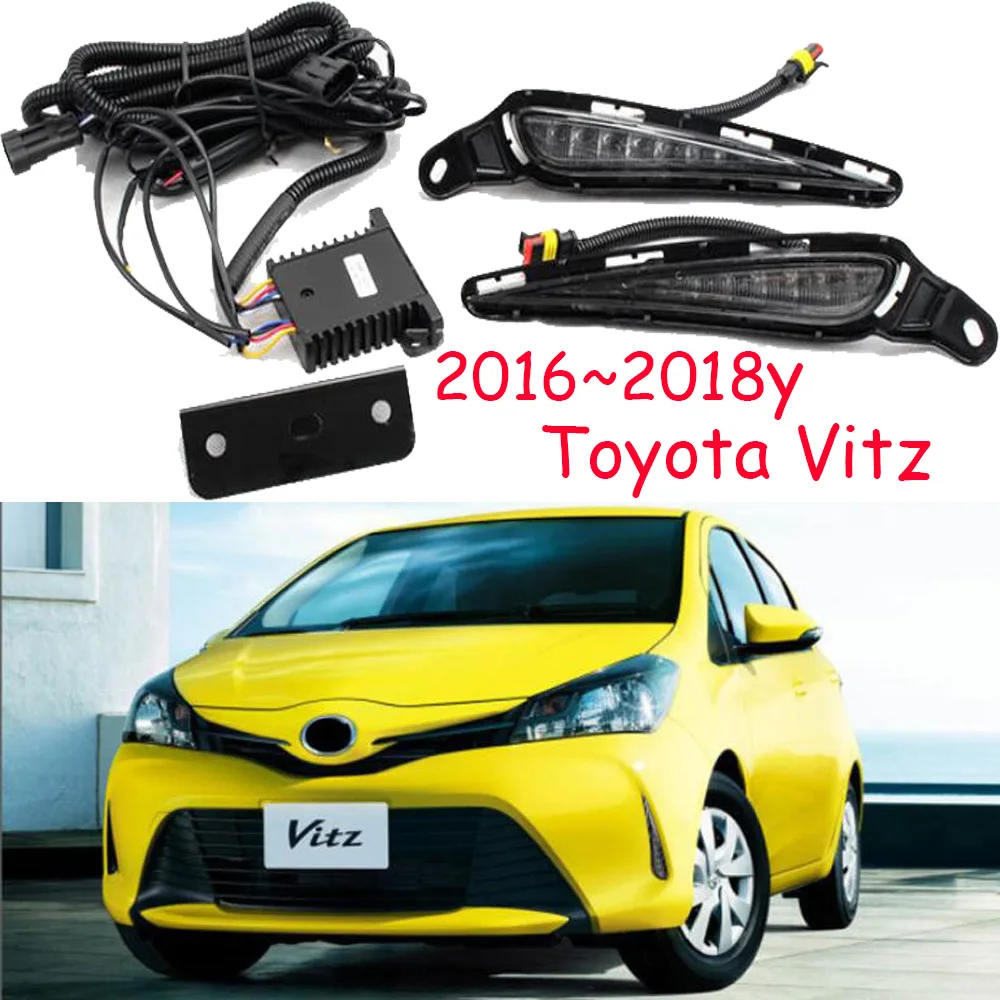 

2016 ~ 2018 год для Toyota Vitz дневные фары автомобильные аксессуары светодиодные фары DRL для Toyota Vitz противотуманные фары