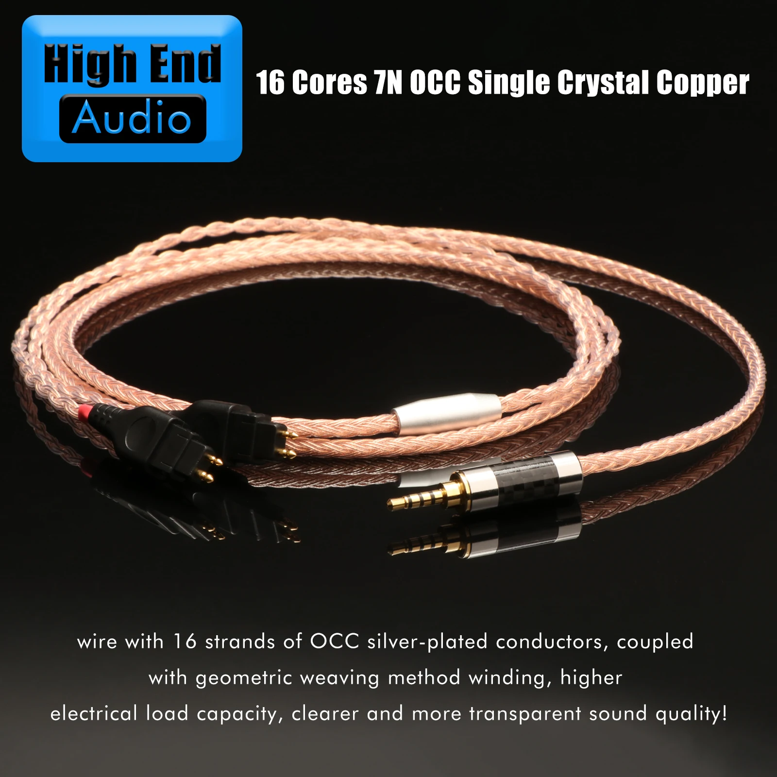 Preffair Hi-End 16 Core 7N OCC Headphone Upgrade Cable with Gold-plated 2.5 3.5 4.4 4pin XLR Plug Audio Cable for HD650