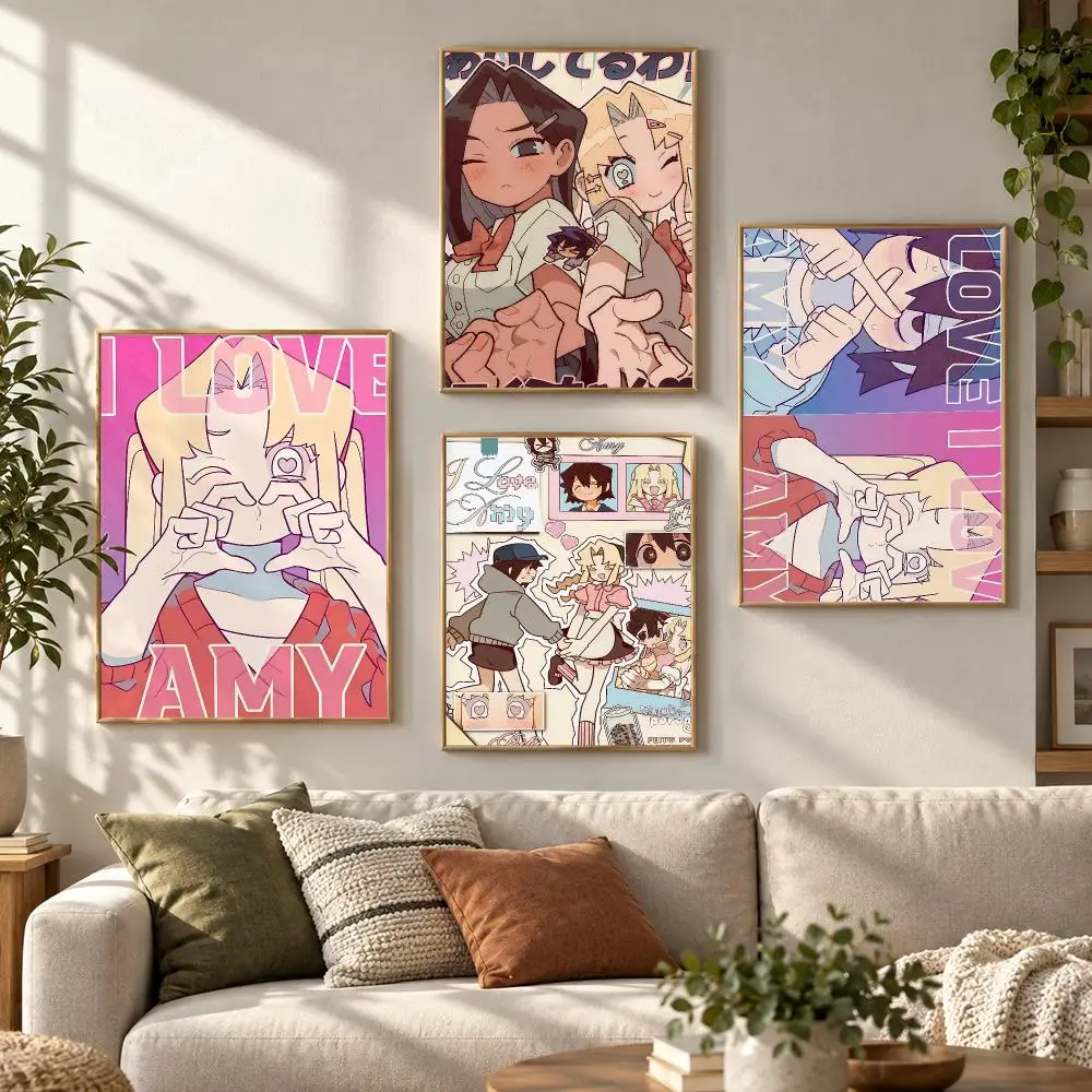 I Love Amy Yuri Webtoon Series Quirky School Romance Poster Contemporary Wall Art Print for Bedroom & Living Room, Unframed