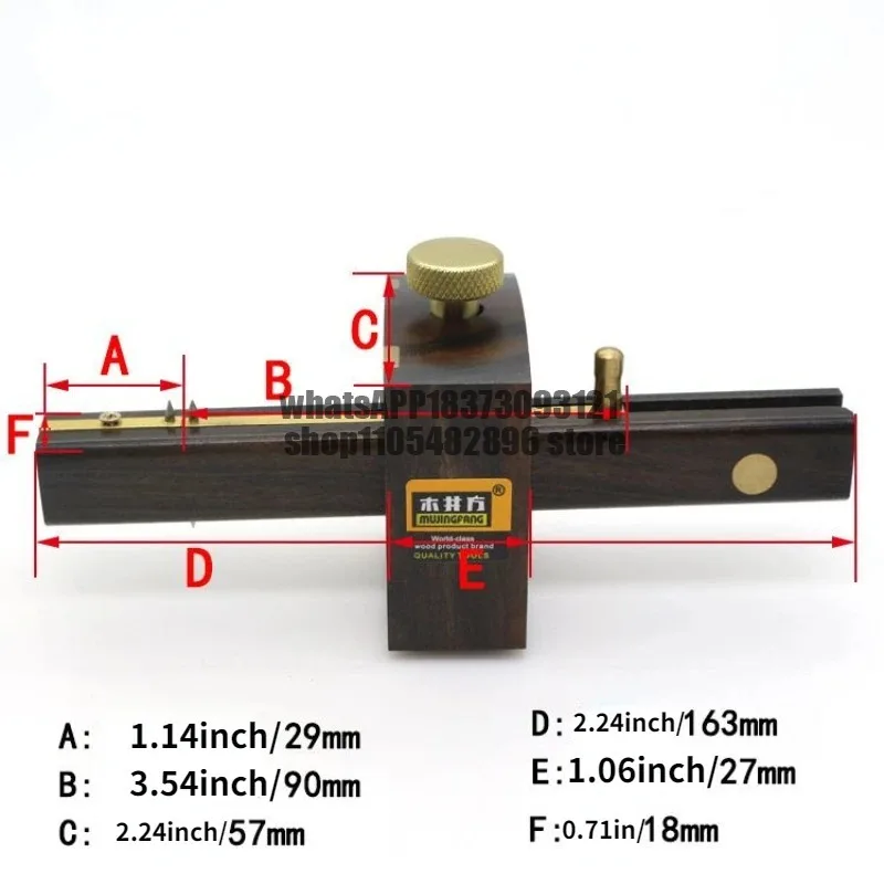 Luxury British Indonesia Ebony+Pure Copper Wearproof Carpenter Woodworking Tool 8 Inch Screw Cutting Gauge Mark Scraper Scribers