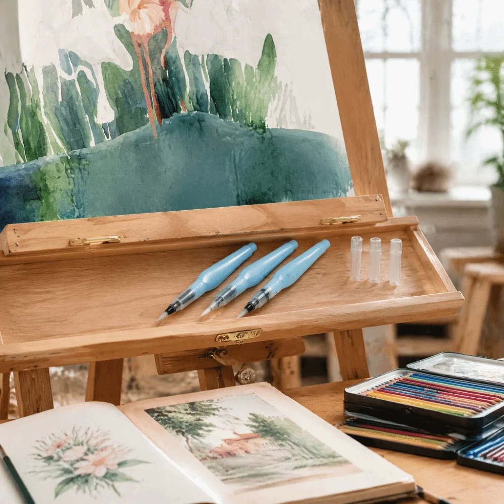 3 PCS Portable Blue Water Brush Pen Nylon Refillable Calligraphy Ink Pen Solid Pigment Pen Art Craft Practice