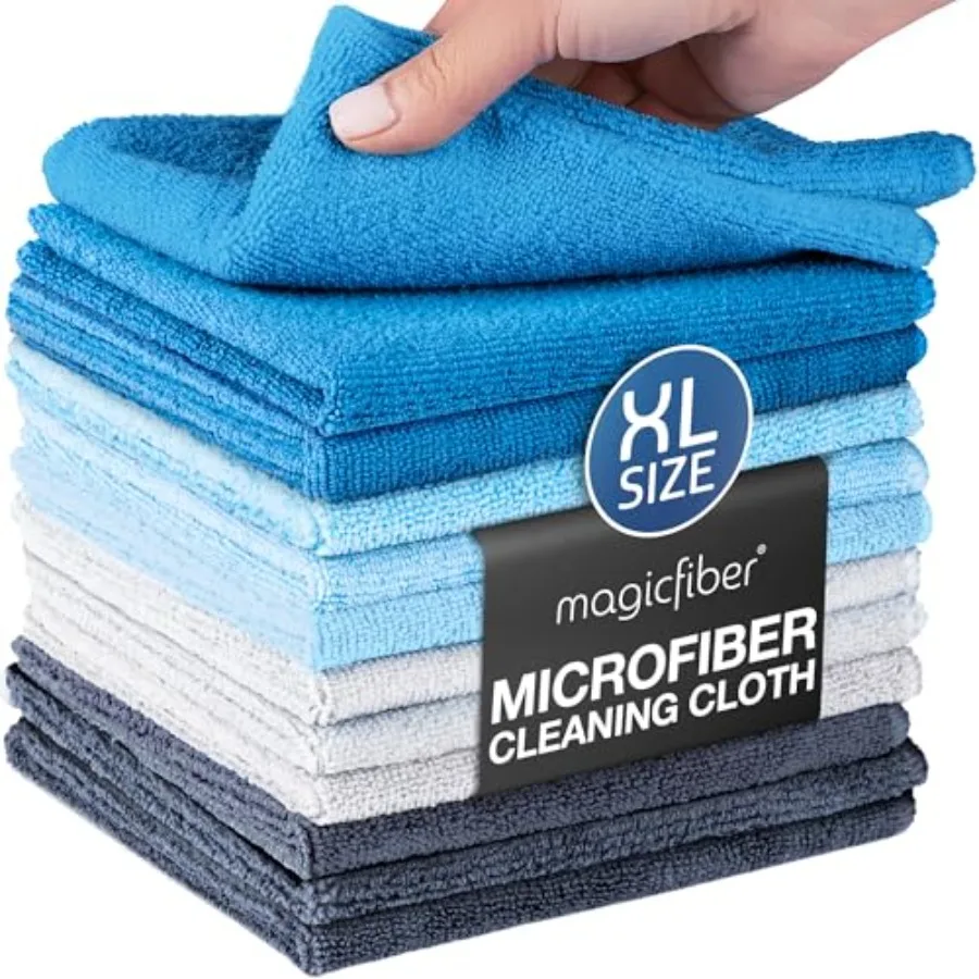 

Microfiber Cleaning Cloth - Higher Quality, Larger Size - Micro Fiber Cloth for Cleaning Rags, Dust Cloths, Kitchen Dish Towels