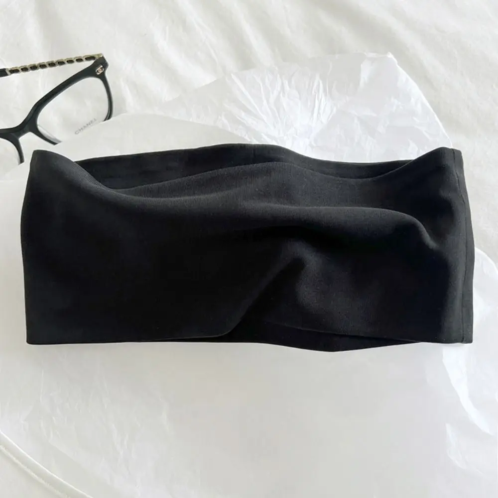 Fashion Knit Cotton Elastic Headband Sweat Absorbing Breathable Wide Knitted Headband Solid Color Korean Sports Hairband Women