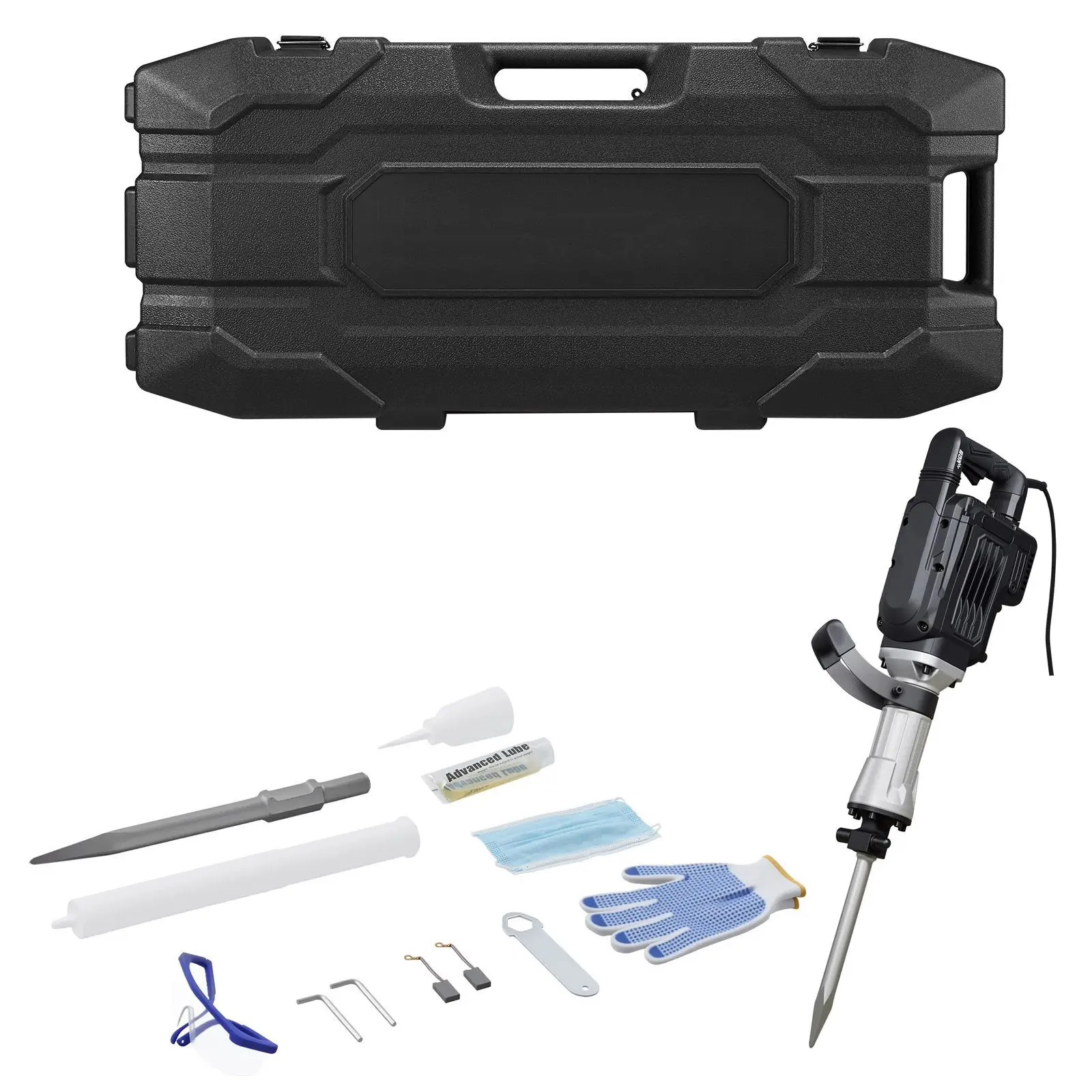 Demolition Jack Hammer, 3000 W Powerful Electric Jackhammer, 1700 BPM Concrete Breaker with a Point Chisel, Carrying Case