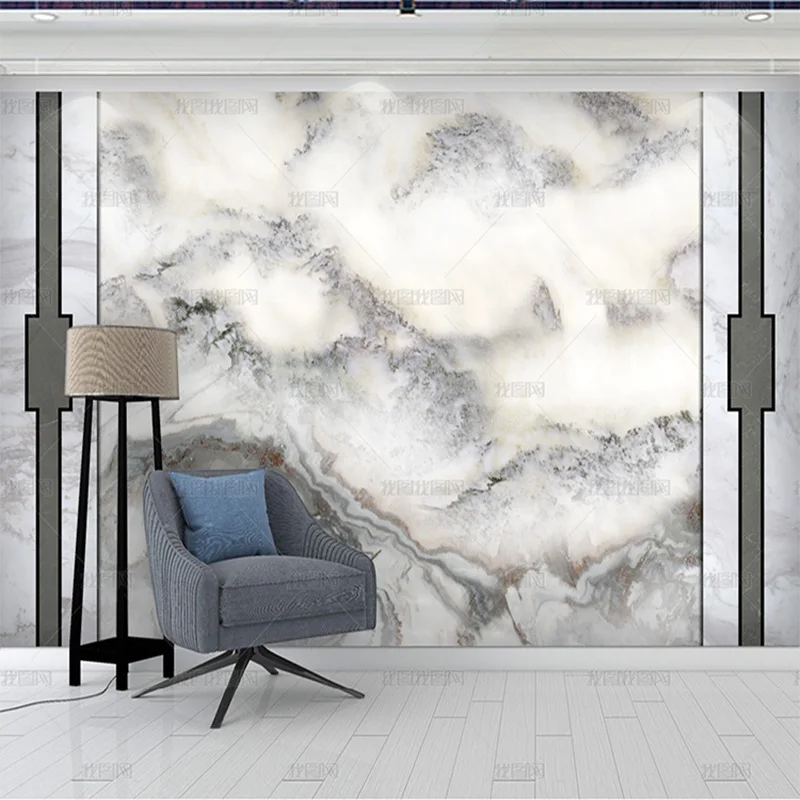 Custom 3D Simple hd wallpaper marble overall ink landscape stone mural sofa TV living room background wall bedroom restaurant