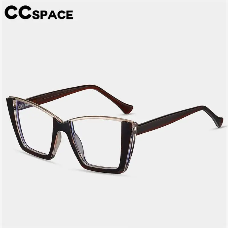 57014 New Square Half-Frame Anti Blue Light Computer Eyeglass Frame Women Fashion Spring Hinge Optical Transparent Spectacle