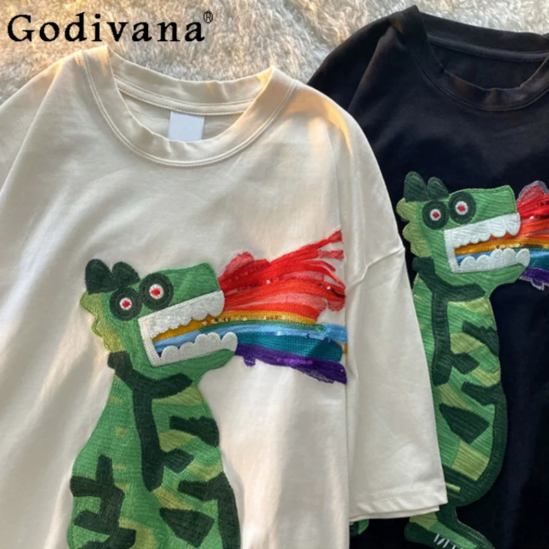 

Large Size 150kg Heavy Industry Summer Men Women Short Sleeve T-shirt Fashion Versatile Retro Thin Loose Leisure Crew Neck Tops