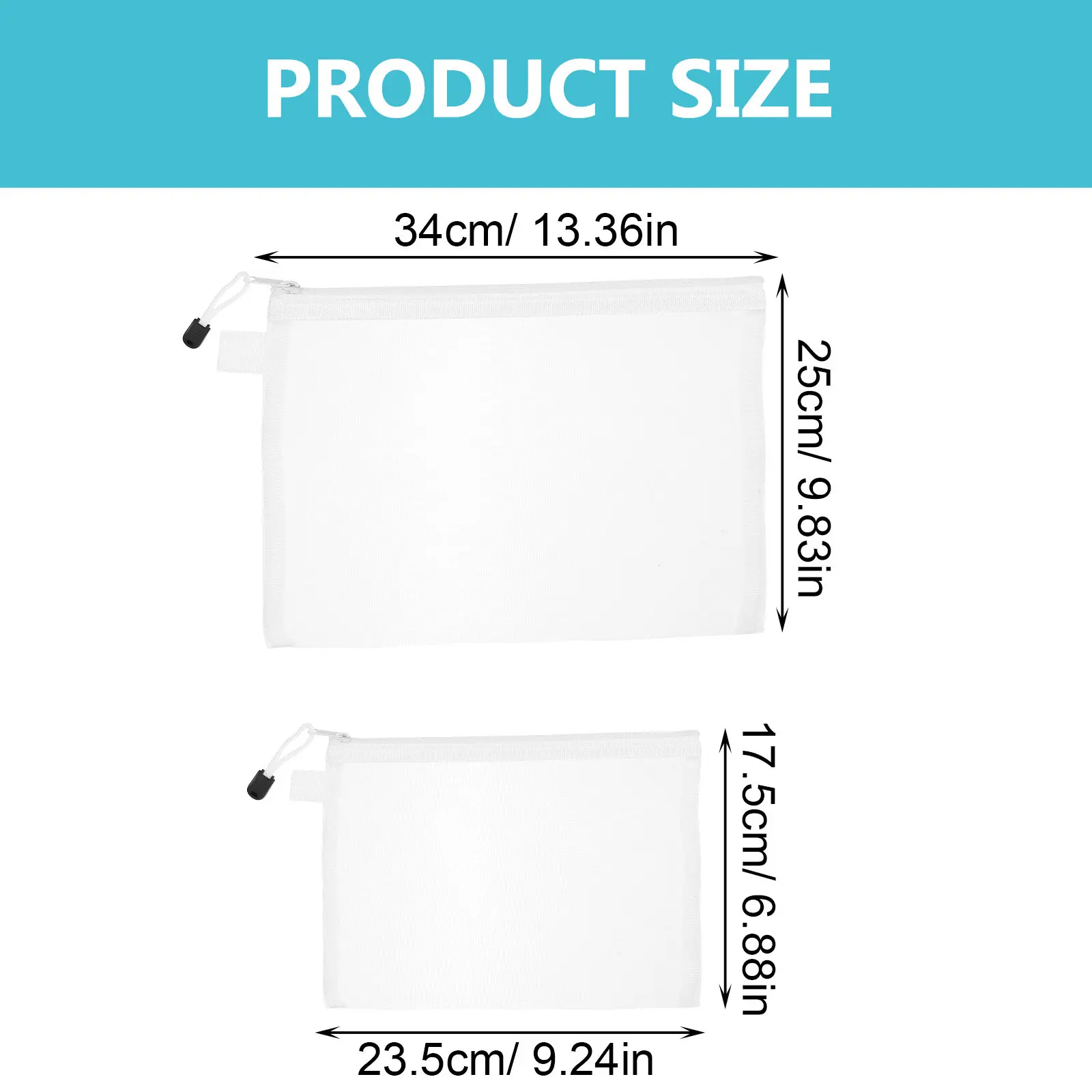 4Pcs Mesh Zipper File Bags Simple Portable Document Pouches with Sealed Zipper for Office School Cosmetics Stationery Storage