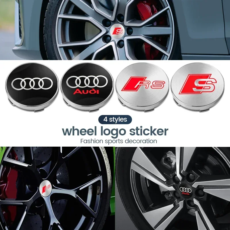 

4pcs 60mm Car Wheel Center Hub Stickers 60/68mm Car Wheel Center Hub Caps Auto Decoration Accessories For AUDI S RS A3 A4 A1