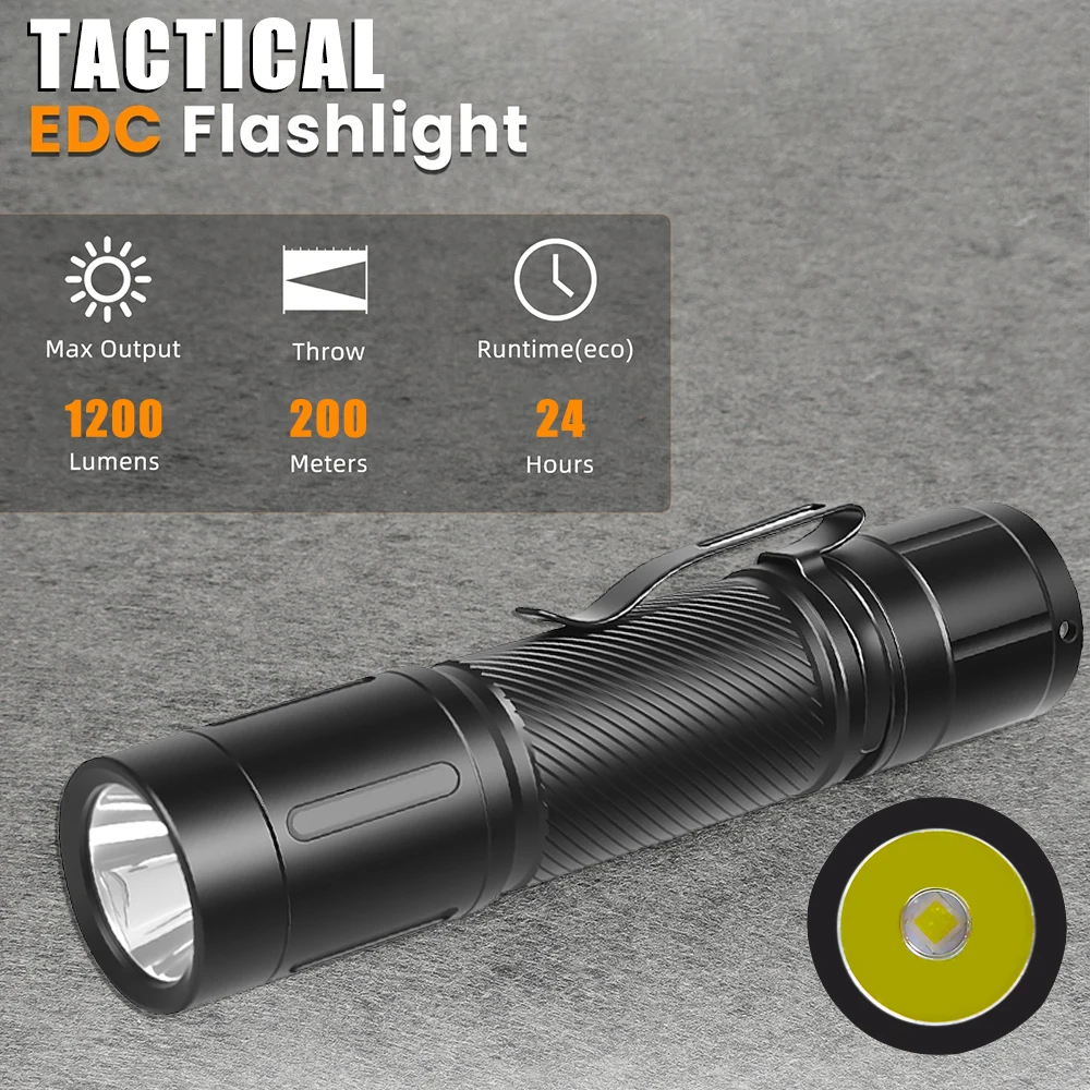 

Портативный мощный светодиодный фонарик с зажимом для ручки, уличный тактический фонарь из алюминиевого сплава, водонепроницаемый фонарь, лампа для кемпинга, использование 21700