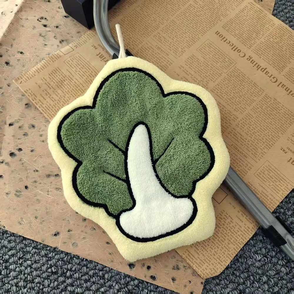 Creativity Vegetables Hand Towels Carrot Tomato Design Handkerchief Coral Fleece Absorbent Wall Hanging Rag Kitchen Bathroom