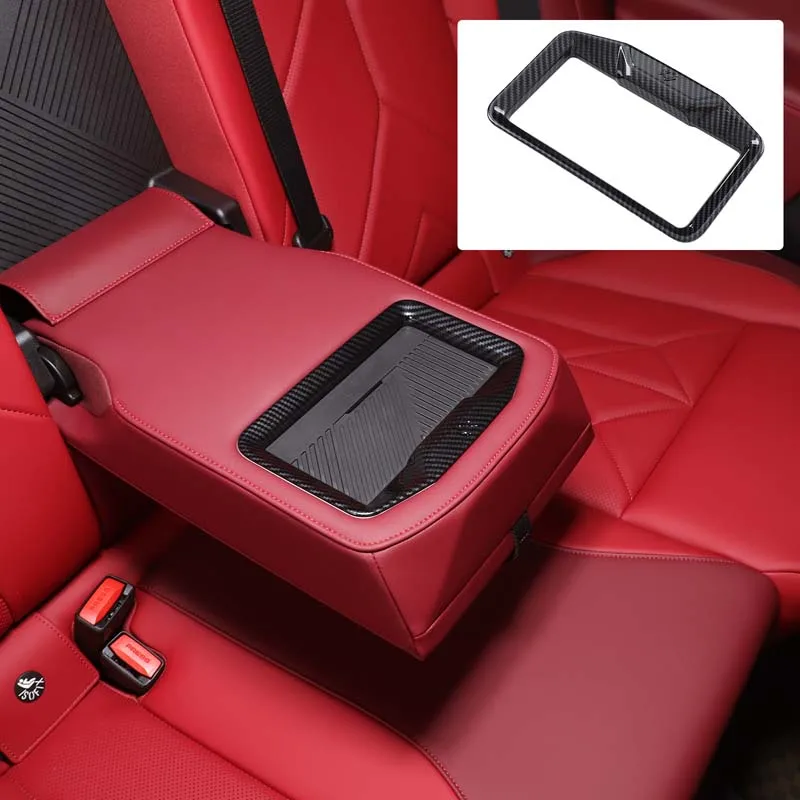 

For BMW X3 G45 2025+ Automotive rear armrest storage compartment decorative frame ABS carbon fiber car interior accessories