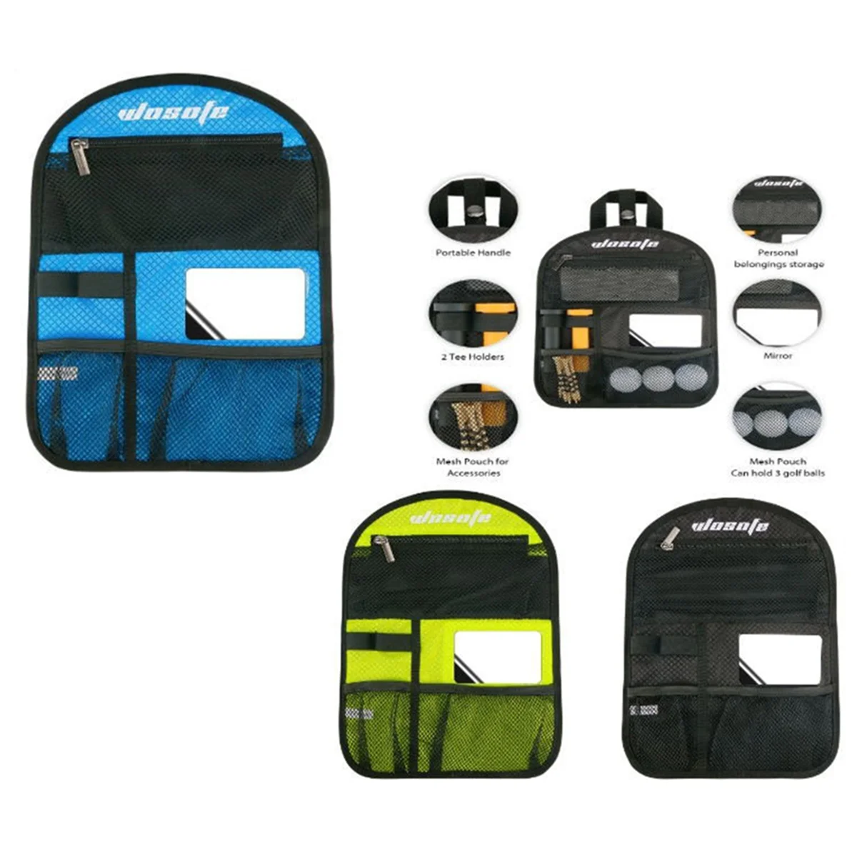 Wosofe Golf Cart Bag Multi-Function Storage Bag Black