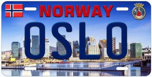 Placa de matrícula de coche novedosa Oslo Noruega de aluminio