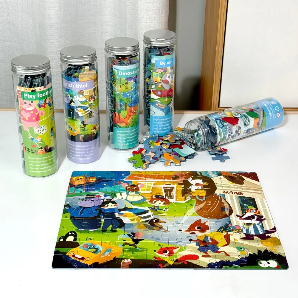 

Educational Puzzles Toy for Kids Animal Dinosaur Airport Playground Funny Jigsaw Puzzle Game with Organizer for Boy Girls Gifts