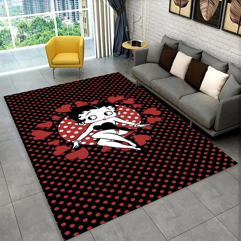 Retro Cartoon B-Betty B-Boop Cute Girl Carpet Rug for Bedroom Living Room Sofa Home Decor,Game Area Rug Non-slip Floor Mat Fest